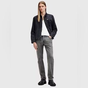 ALLSAINTS Men’s Washed Grey Iggy
Straight-leg Slim-fit Jeans Button Fly Size 32